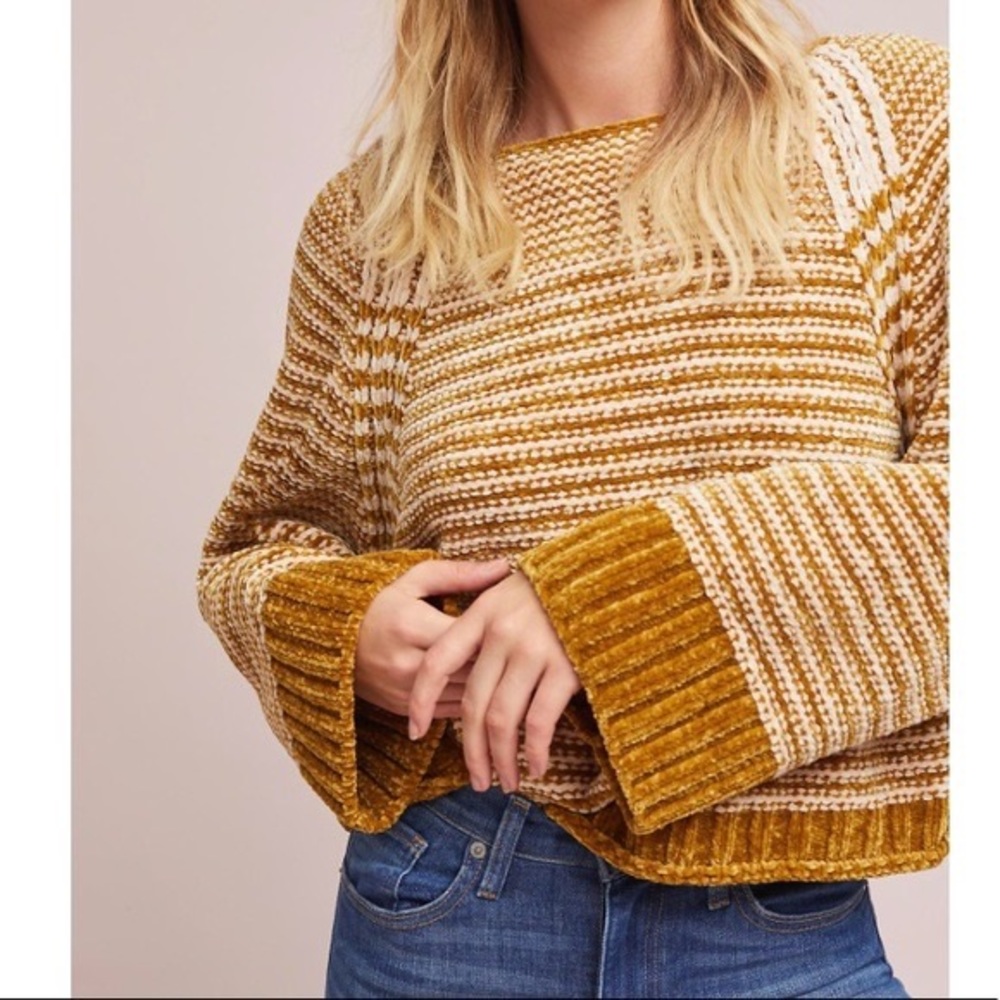 MOTH | Chenille Oversized Mustard and Ivory Sweater
